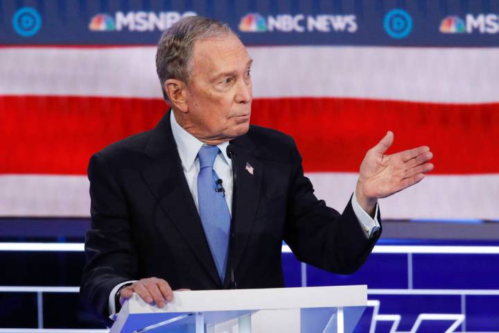 Former New York City Mayor Mike Bloomberg speaks during a Democratic presidential primary debat ...