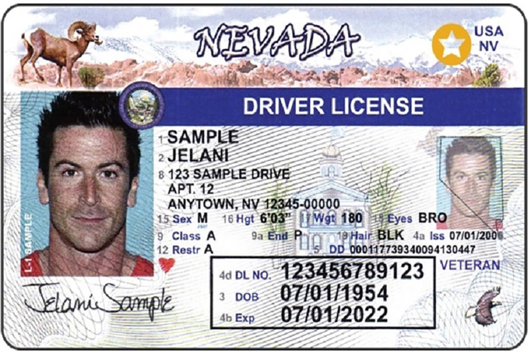 A sample of Nevada‘s Real ID (Nevada Department of Motor Vehicles)