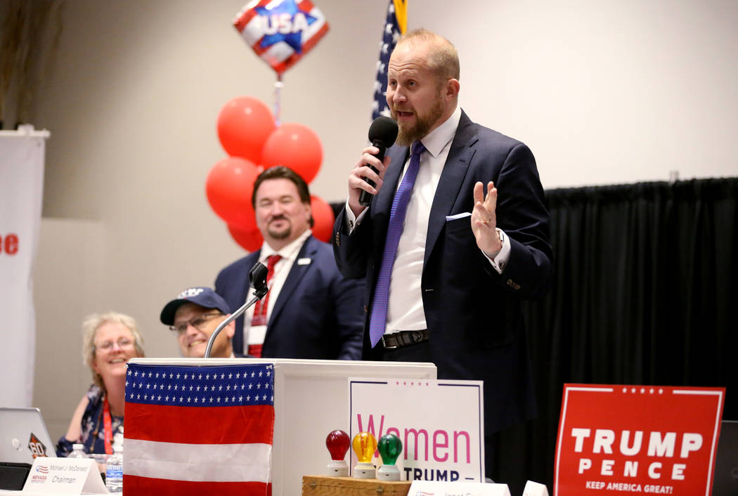 President Donald Trump campaign manager Brad Parscale speaks during the Nevada Republican Centr ...