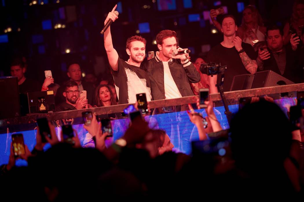 Zedd and Liam Payne perform their single “Get Low” at Omnia Nightclub at Caesars Palace on ...