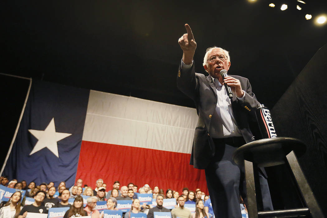 Democratic presidential candidate Sen. Bernie Sanders I-Vt. speaks during a rally in El Paso, T ...