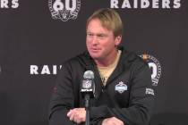 Jon Gruden discusses the teams move to Las Vegas in Oakland on Monday, Dec. 30. (Le'Andre Fox/L ...