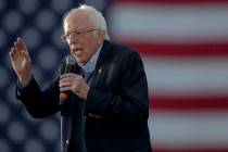 Sen. Bernie Sanders, I-Vt., speaks during a campaign event on Sunday, Feb. 23, 2020, in Austin, ...