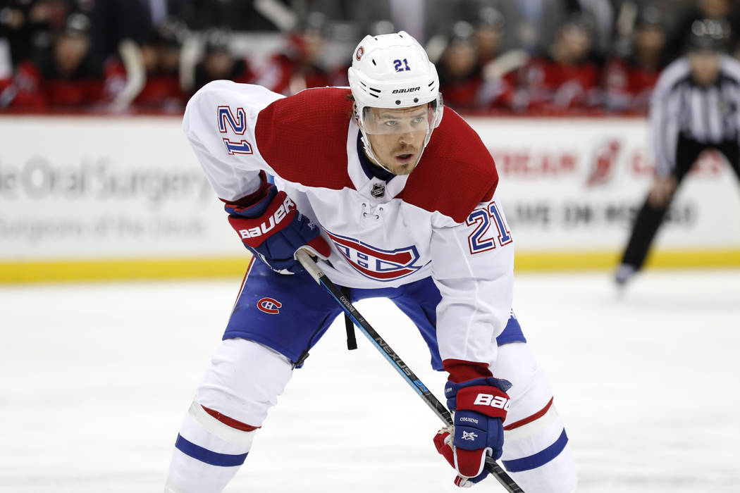Montreal Canadiens center Nick Cousins (21) during the first period of an NHL hockey game, Tues ...