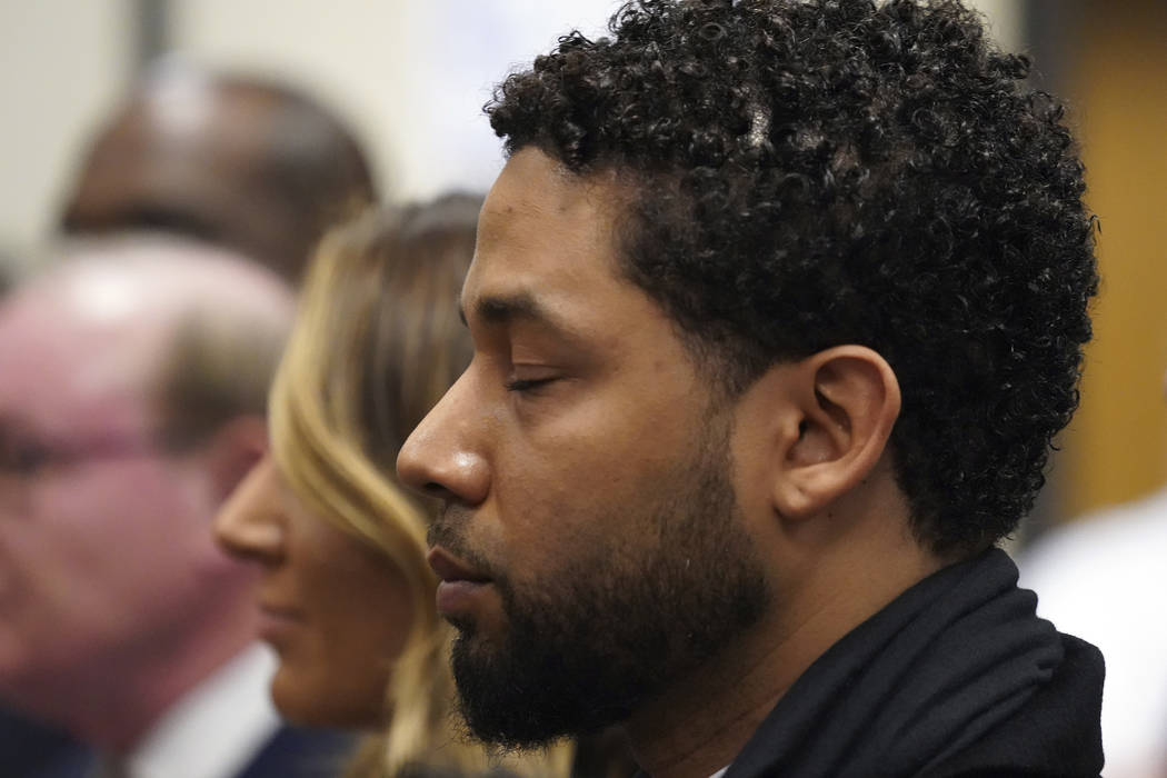 Actor Jussie Smollett appears in a courtroom at the Leighton Criminal Court Building in Chicago ...