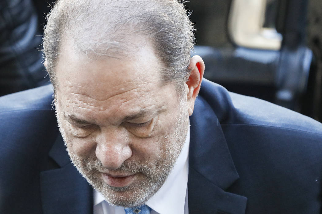 Harvey Weinstein arrives at a Manhattan courthouse for his rape trial, Monday, Feb. 24, 2020, i ...