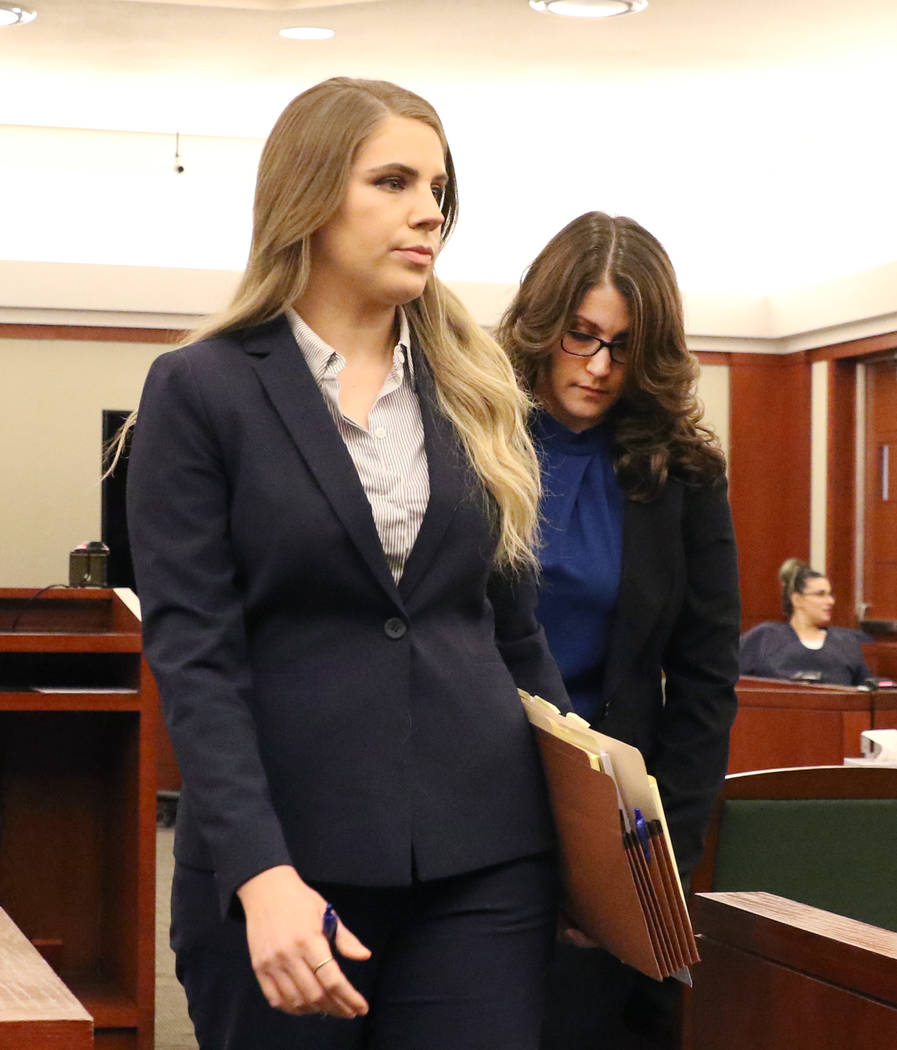 Las Vegas Metro police officer Rachel Sorkow, right, accused of using "criminal justice in ...
