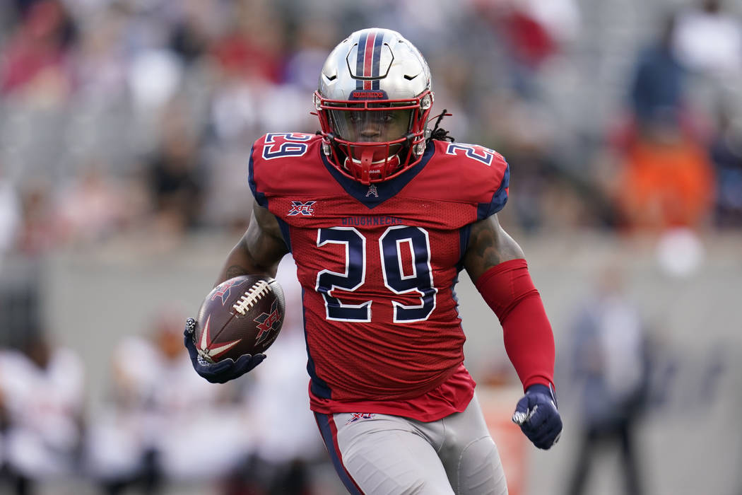 Houston Roughnecks running back De'Angelo Henderson (29) carries the ball during an XFL footbal ...