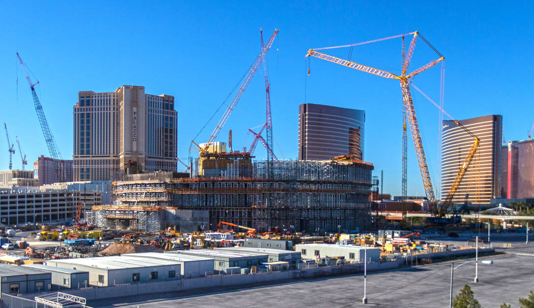 Construction continues on the MSG Sphere Las Vegas on Wednesday, Feb. 26, 2020, in Las Vegas. ( ...