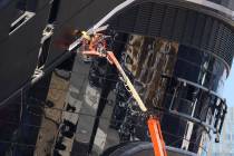 Construction continues at Allegiant Stadium on Wednesday, Feb. 26, 2020, in Las Vegas. (Bizuaye ...