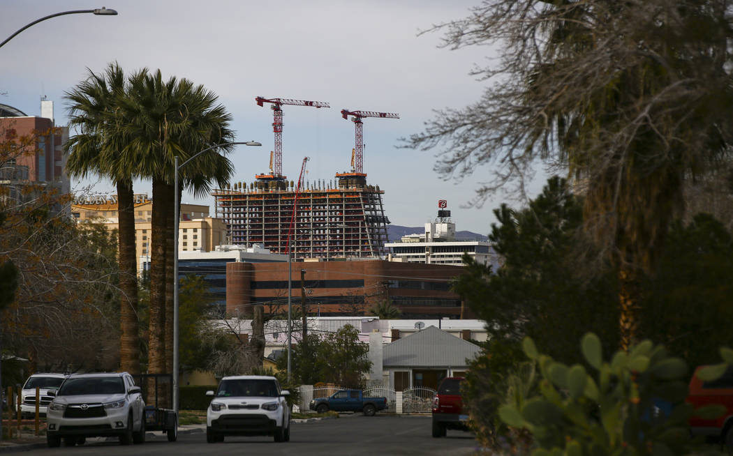 Construction at Circa continues in downtown Las Vegas on Friday, Feb. 28, 2020. (Chase Stevens/ ...