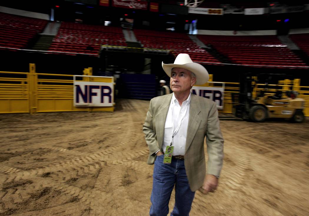 Shawn Davis, former NFR General Manager for the last 20 years in Las Vegas walks the arena at T ...