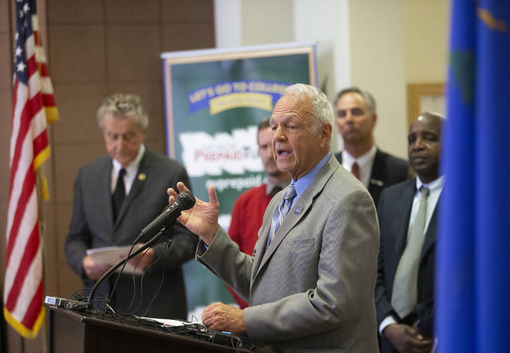 Dr. John Novak, District Board of Health Chair, speaks during a press conference to update the ...