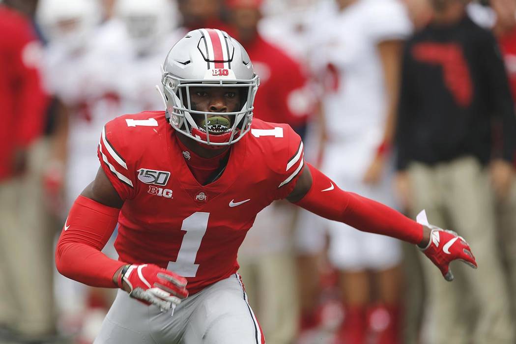 FILE - In this Aug. 31, 2019, file photo, Ohio State defensive back Jeff Okudah plays against F ...