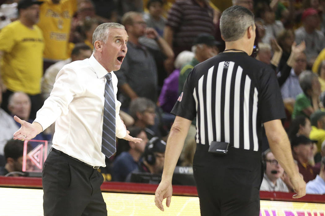 Arizona State head coach Bobby Hurley can't believe his team got called for a foul against Oreg ...