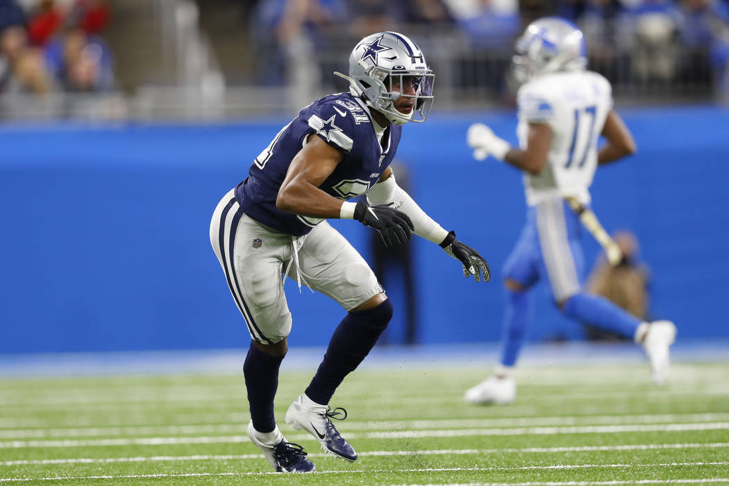 Dallas Cowboys cornerback Byron Jones (31) plays against the Detroit Lions during an NFL footba ...