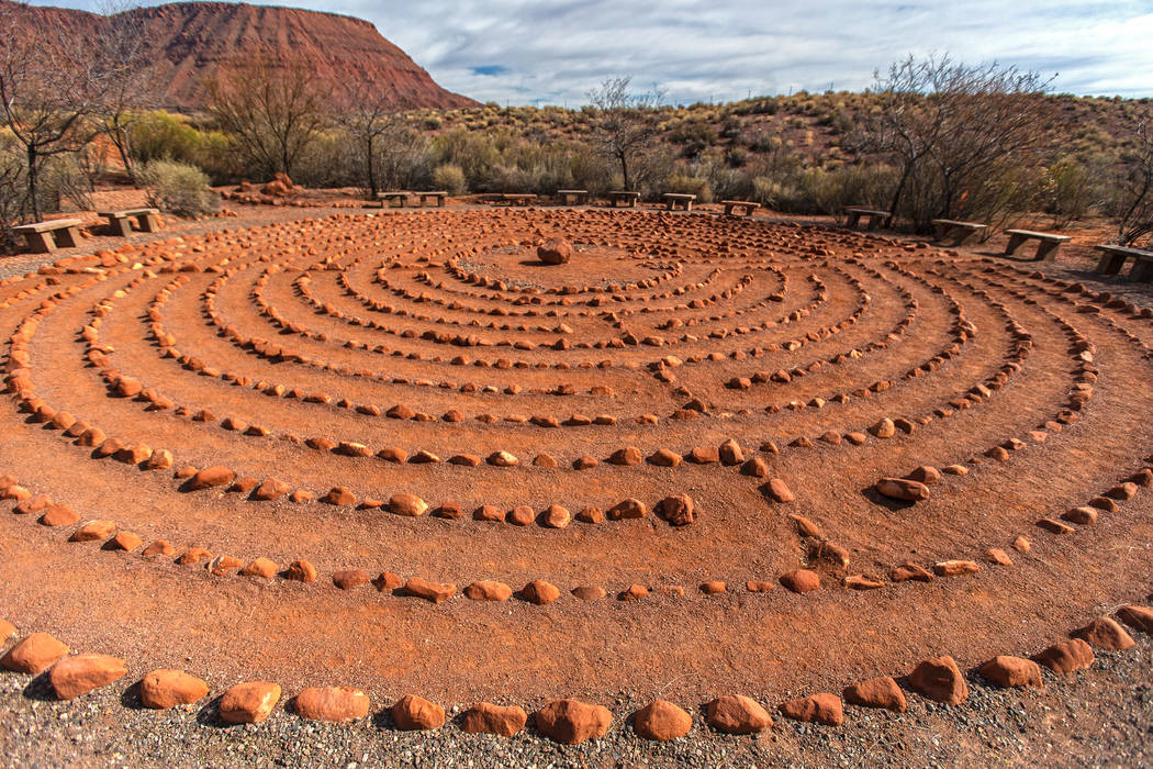 The Desert Rose Labyrinth and Sculpture Garden at Kayenta Art Village. (Benjamin Hager/Las Vega ...