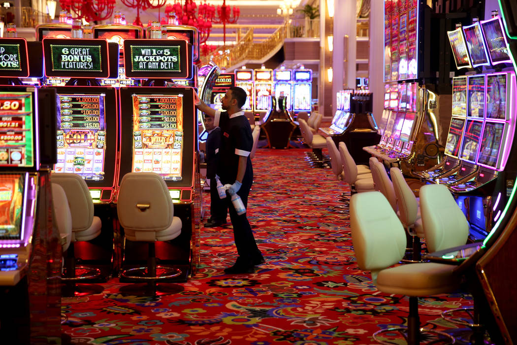 The casino floor at Encore Boston Harbor in Everett, Massachusetts during a news conference Fri ...