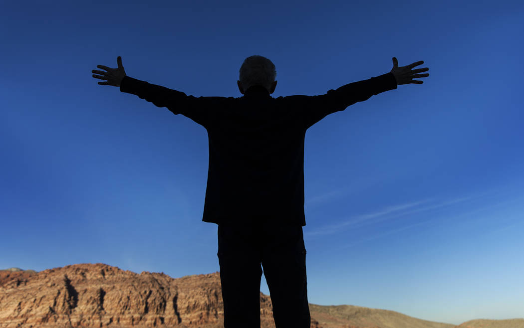 Hayes enjoys doing yoga at Red Rock Canyon, which is not far from his Summerlin home. (Benjamin ...