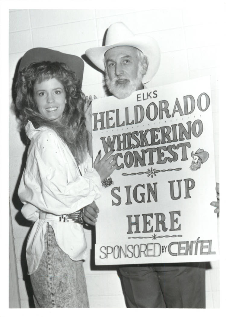 Southern Nevadans promote the Whiskerino Contest at the 1989 edition of Helldorado Days, one of ...