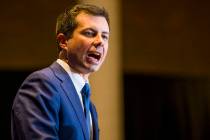 Pete Buttigieg ends his presidential campaign during a speech to supporters, Sunday, March 1, 2 ...