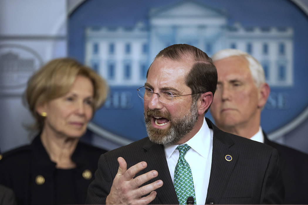 Department of Health and Human Services Secretary Alex Azar, with White House coronavirus respo ...