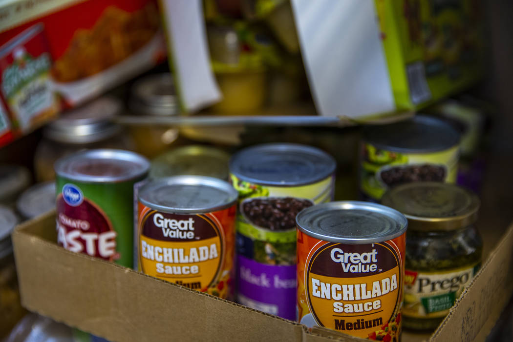 Some of the food items stored in the home pantry of Cory and Holly Steed on Monday, March 2, 20 ...