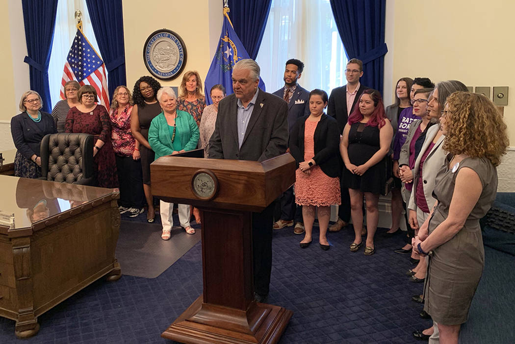 Gov. Steve Sisolak signed a number of bills in Carson City Wednesday including three dealing wi ...