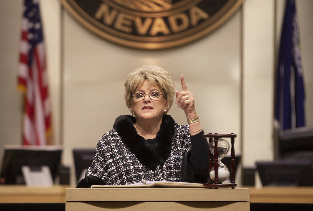 Las Vegas Mayor Carolyn Goodman delivers the annual State of the City address on Thursday, Jan. ...