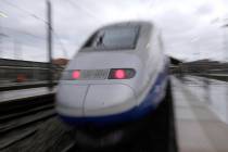 In this Monday, May 14, 2018 file photo, a TGV high-speed train at the Saint-Charles train stat ...