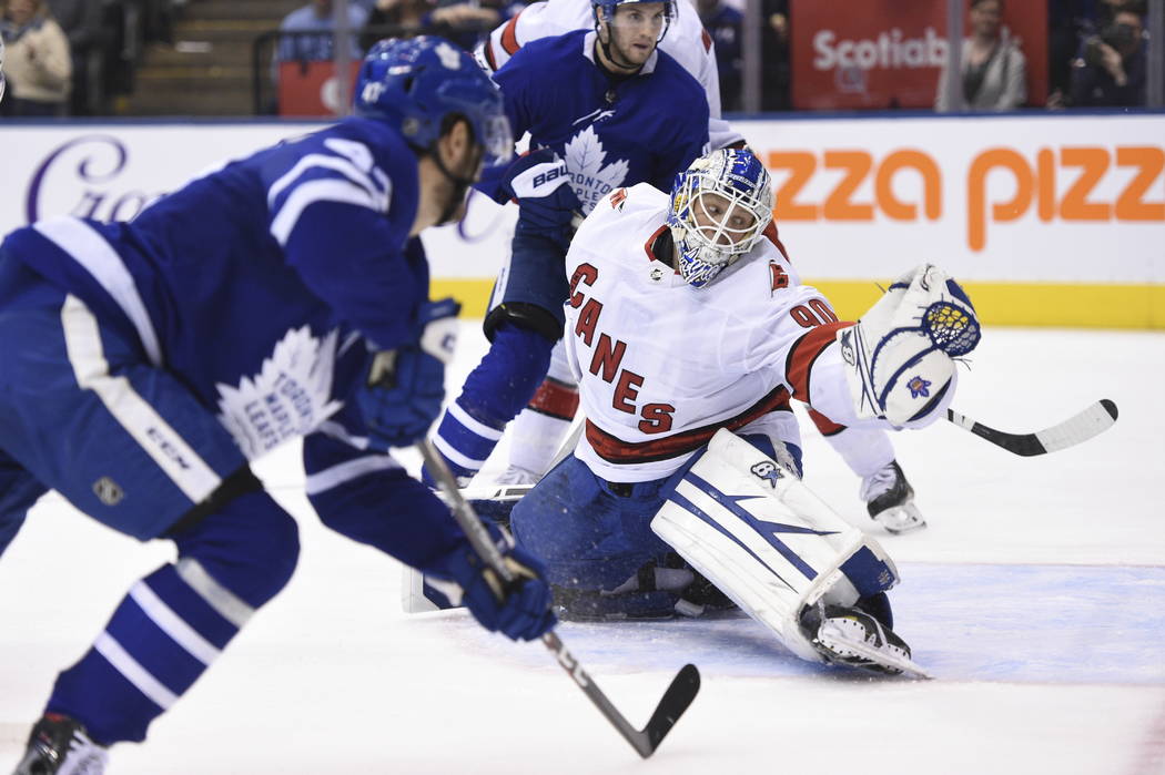 Toronto Maple Leafs left wing Pierre Engvall (47) scores his team's third goal of the game agai ...