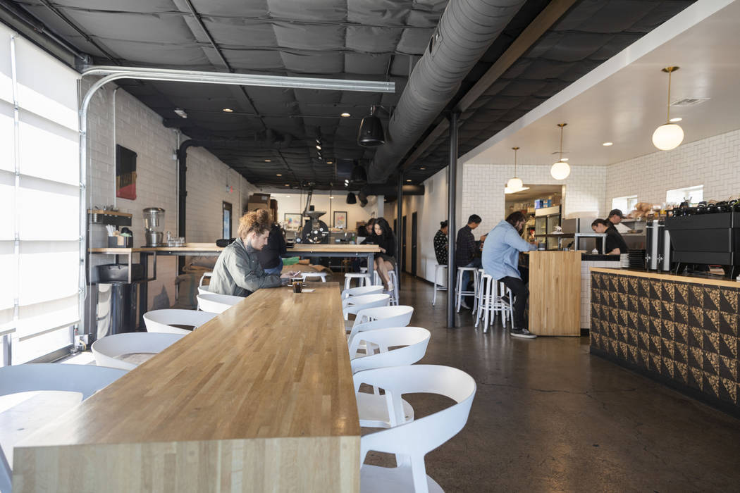 Costumers dine at Vesta Coffee Roasters in the Arts District in Las Vegas on Thursday, March 5, ...