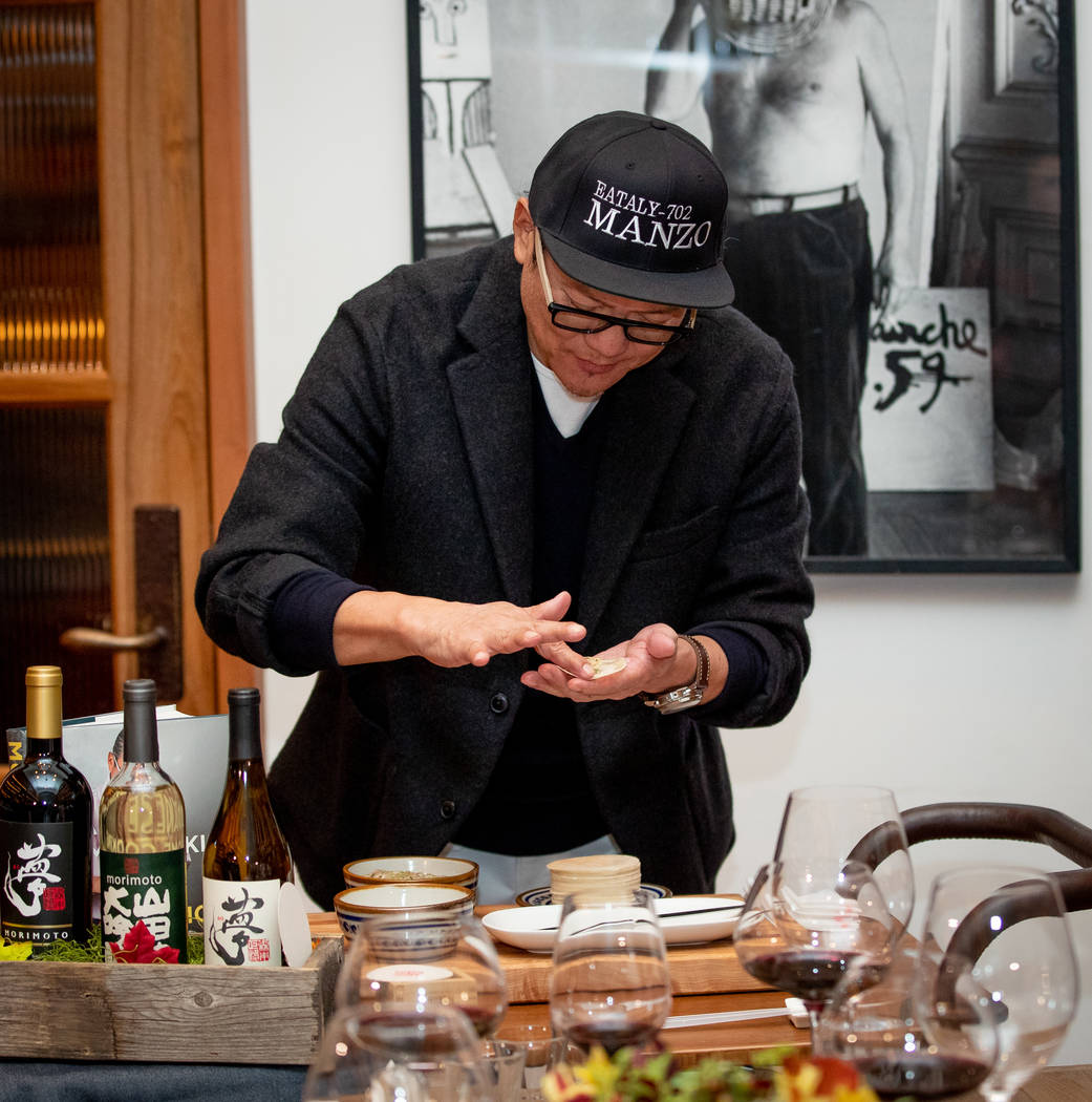 Iron Chef Morimoto prepares Gyoza all'Italiano for Manzo's Guest Chef Series (Erik Kabik/Kabik ...