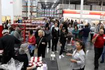Shoppers at the grand opening of Costco near the intersection of St. Rose Parkway and Amigo Str ...