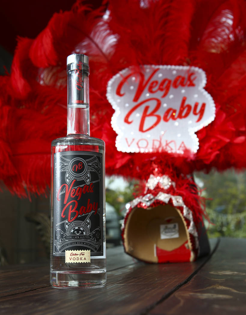A bottle of Vegas Baby Vodka in Las Vegas on Friday, March 6, 2020. (Chase Stevens/Las Vegas Re ...