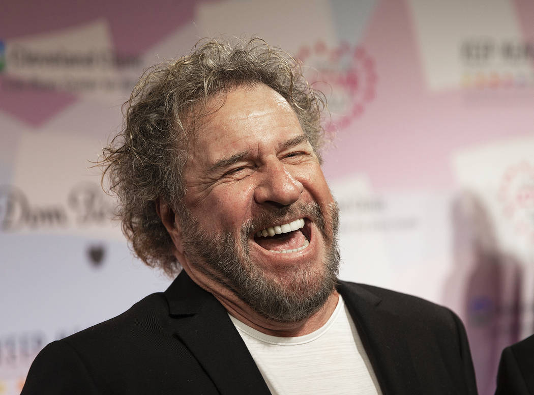Sammy Hagar shares a laugh with the media on the red carpet during the 24th Annual Power of Lov ...