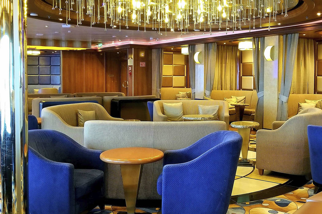 This photo shows an empty lounge area on the Grand Princess cruise ship Friday, March 6, 2020, ...
