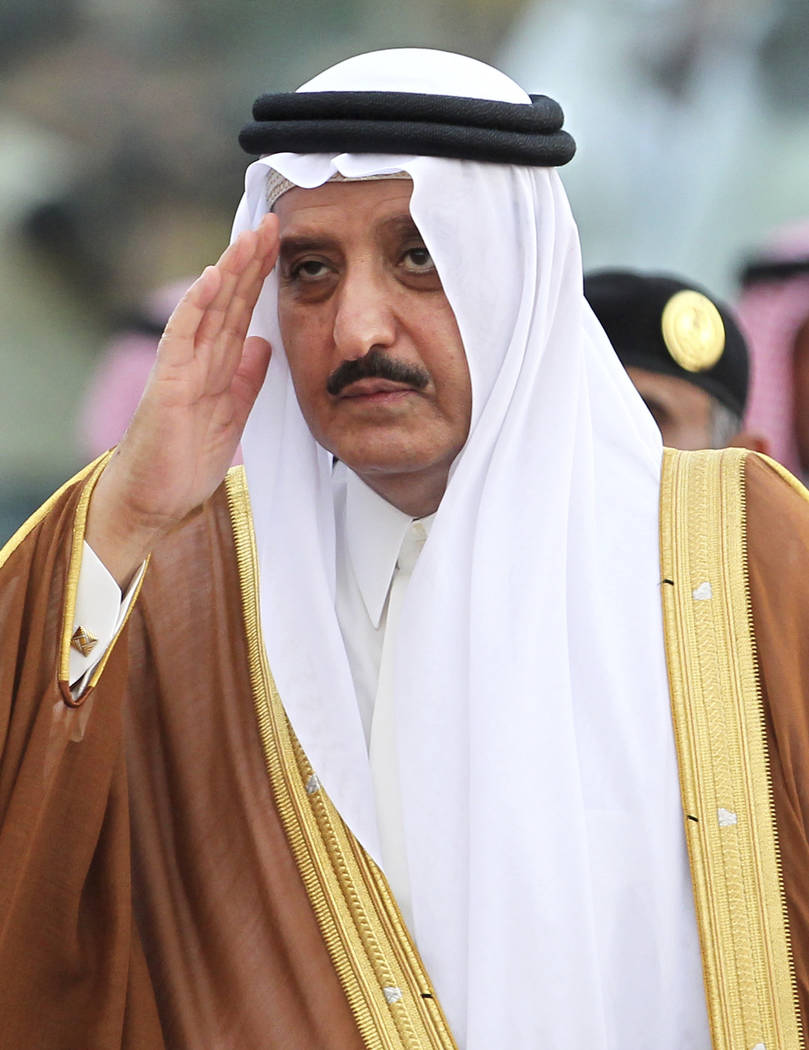 FILE - In this Oct. 20, 2012 file photo, then Saudi Interior Minister Prince Ahmed bin Abdelazi ...