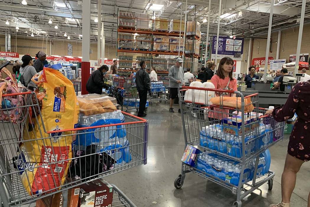 Costco shop customers at 6555 N. Decatur Blvd, Las Vegas, March 9, 2020