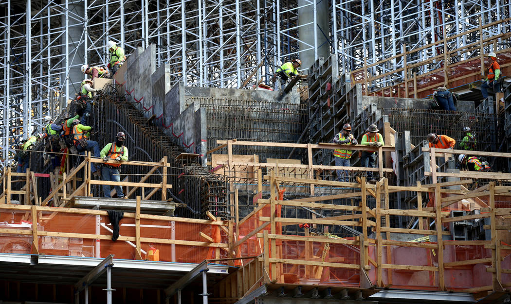 Construction continues on the fourth level inside the MSG Sphere at The Venetian in Las Vegas T ...