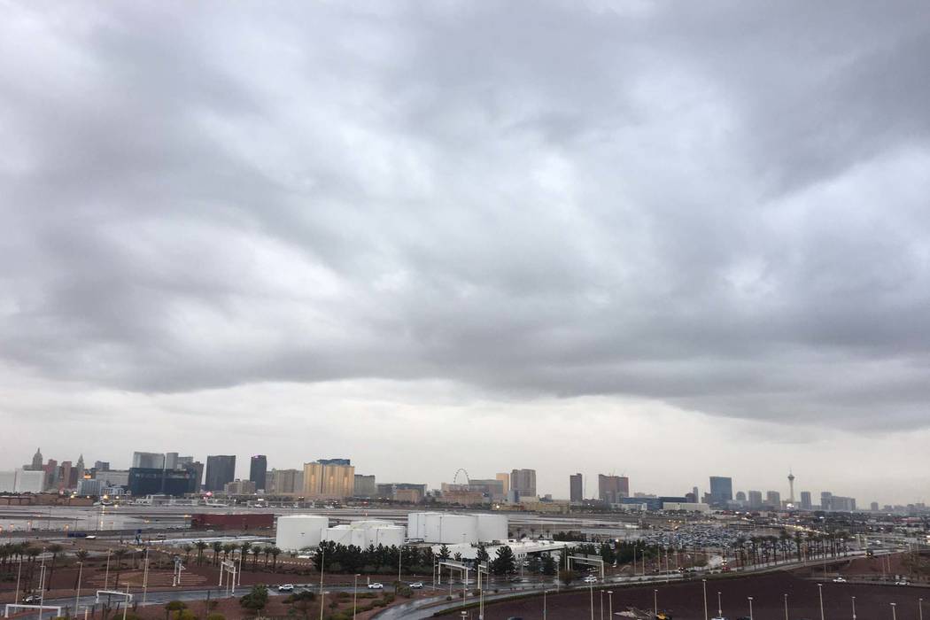 Rainy, overcast skies in Las Vegas on Tuesday, March 10, 2020. (Michael Quine/Las Vegas Review- ...