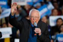 Democratic presidential candidate U.S. Sen. Bernie Sanders, I-Vt., speaks during a campaign ral ...