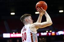 UNLV Rebels' Jonah Antonio (10) looks to shoot a three-pointer against the San Jose State Spart ...