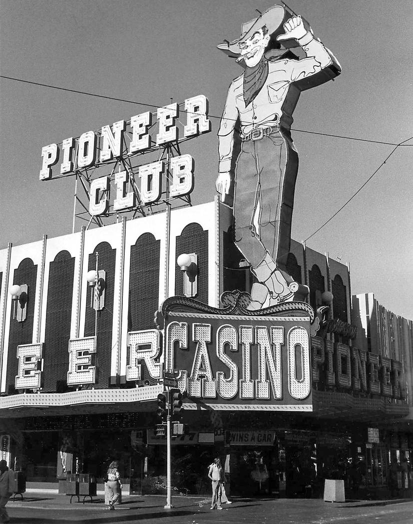 Vegas Vic neon sign is seen above the Pioneer Club casino on Fremont Street in downtown Las Veg ...