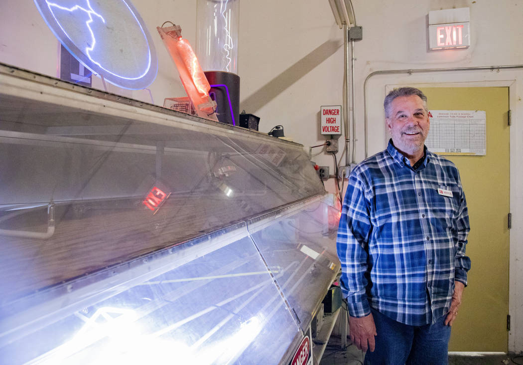 YESCO's electric service supervisor Charlie Rundquist poses for a portrait at YESCO in Las Vega ...