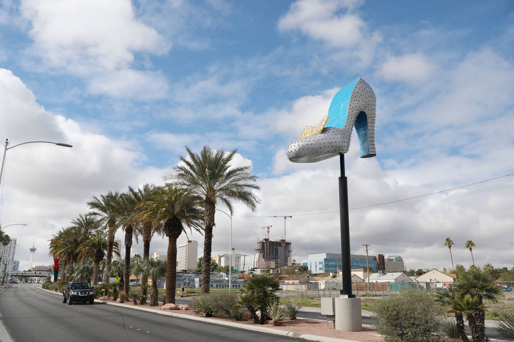 The neon Silver Slipper is seen just west of the Neon Museum Boneyard in Las Vegas on Wednesday ...