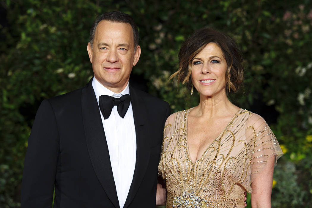 FILE - In this Feb. 16, 2014 file photo, U.S actors Tom Hanks and Rita Wilson arrive for the Br ...