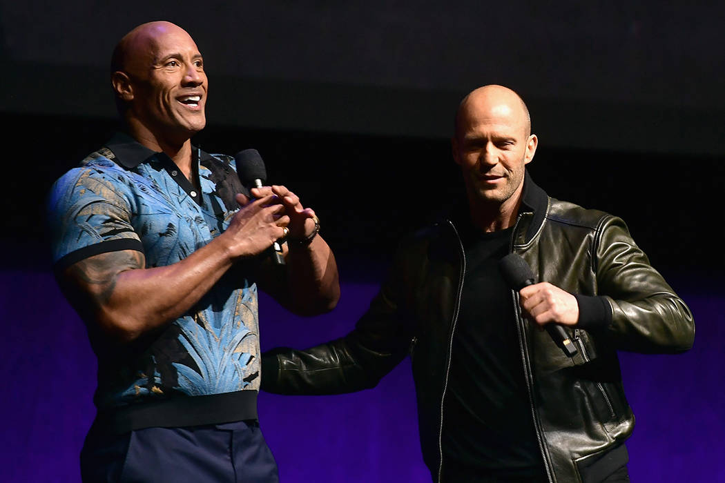 Dwayne Johnson and Jason Statham appear at The Colosseum at Caesars Palace during CinemaCon, th ...