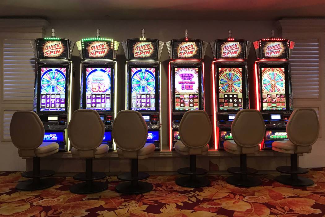 Empty slot machines at Tropicana hotel-casino on March 12, 2020, in Las Vegas. (Ellen Schmidt/L ...