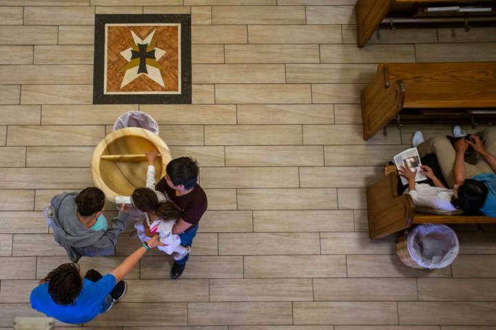 Parishioners find there is no holy water available for Sunday Mass at St. Anne's Catholic Churc ...